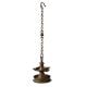 Brass Hanging Diya Oil Lamp With 5 Wick And Long Chain
